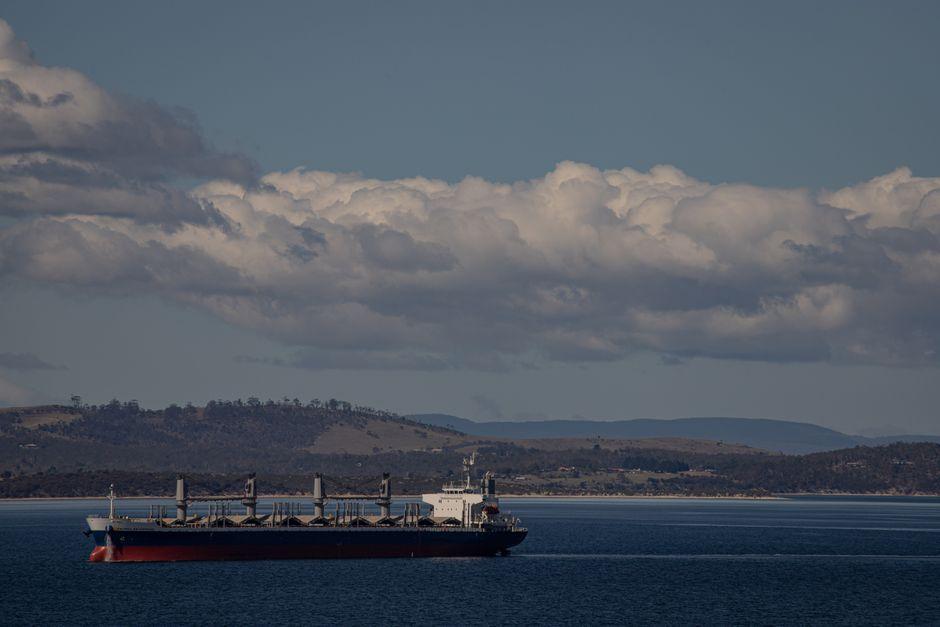 Cargo Ship on the River near Hobart Tasmania